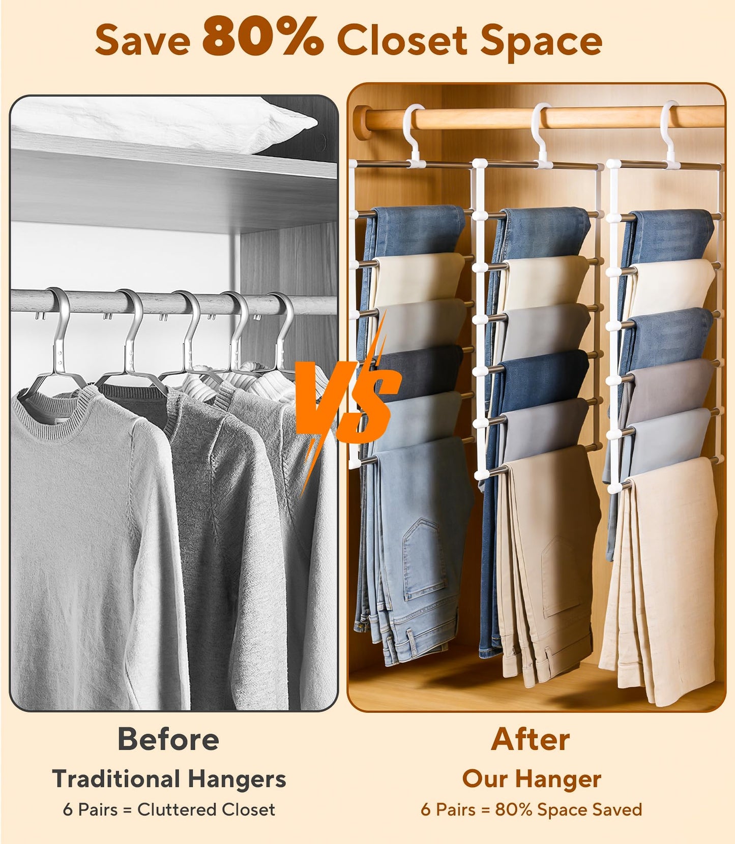Pluvinctus 3 Pcs Trouser Hangers Space Saving, Wardrobe Storage Organiser ﻿