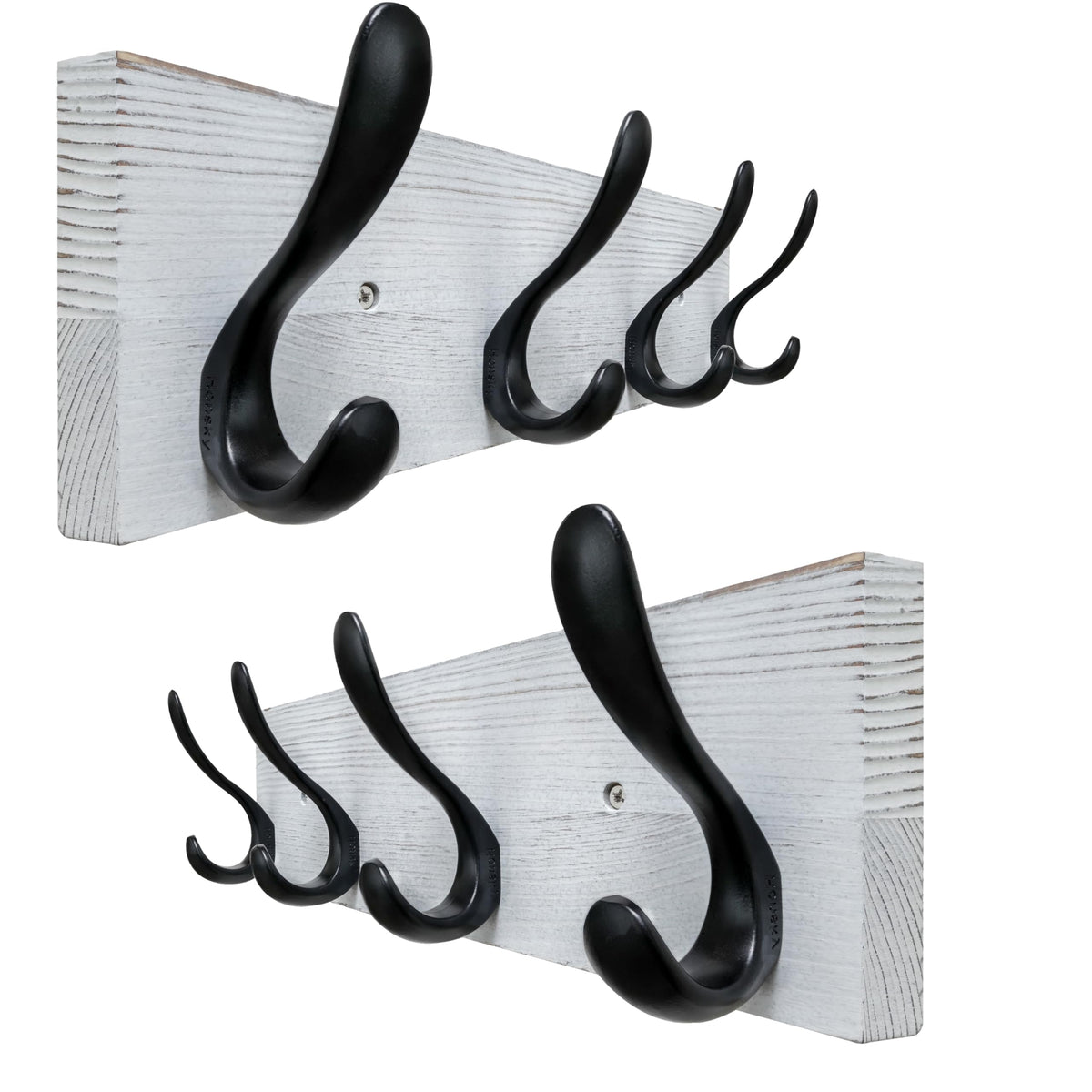 HONSKY Wooden Coat Rack Wall Mounted with 4 Double Hooks, Wall Mounted Clothes Rack Organizer for Jackets/Hats/Scarves