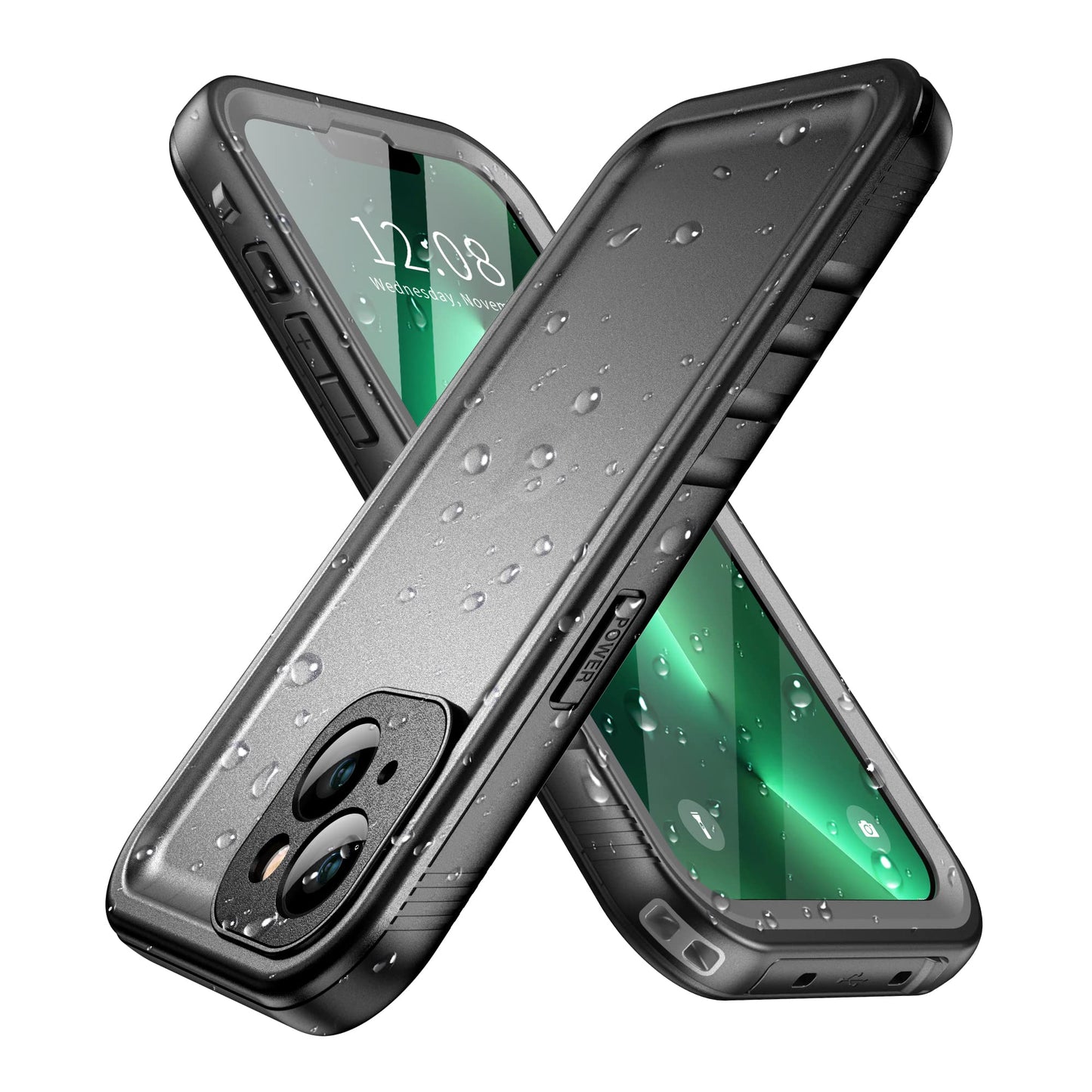 SPORTLINK for iPhone 13 Waterproof Case - Shockproof Heavy Duty Front and Back Cover with [Built in Screen/Camera Protector] 360 Full Body Protective