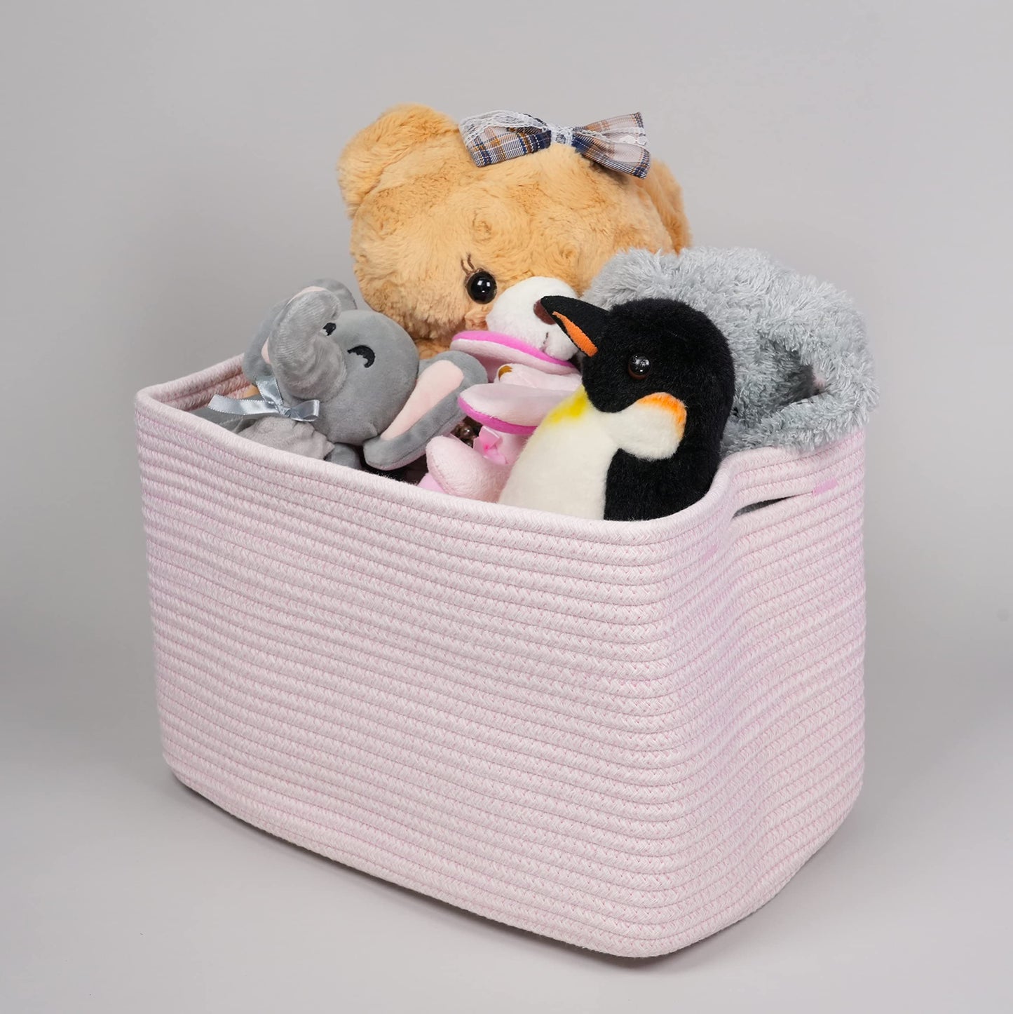 XUANGUO Cotton Rope storage Basket Bins Woven Basket for Organizing Shelves Rectangle Decorative Baskets For storage Clothes Toys Books Towels Square