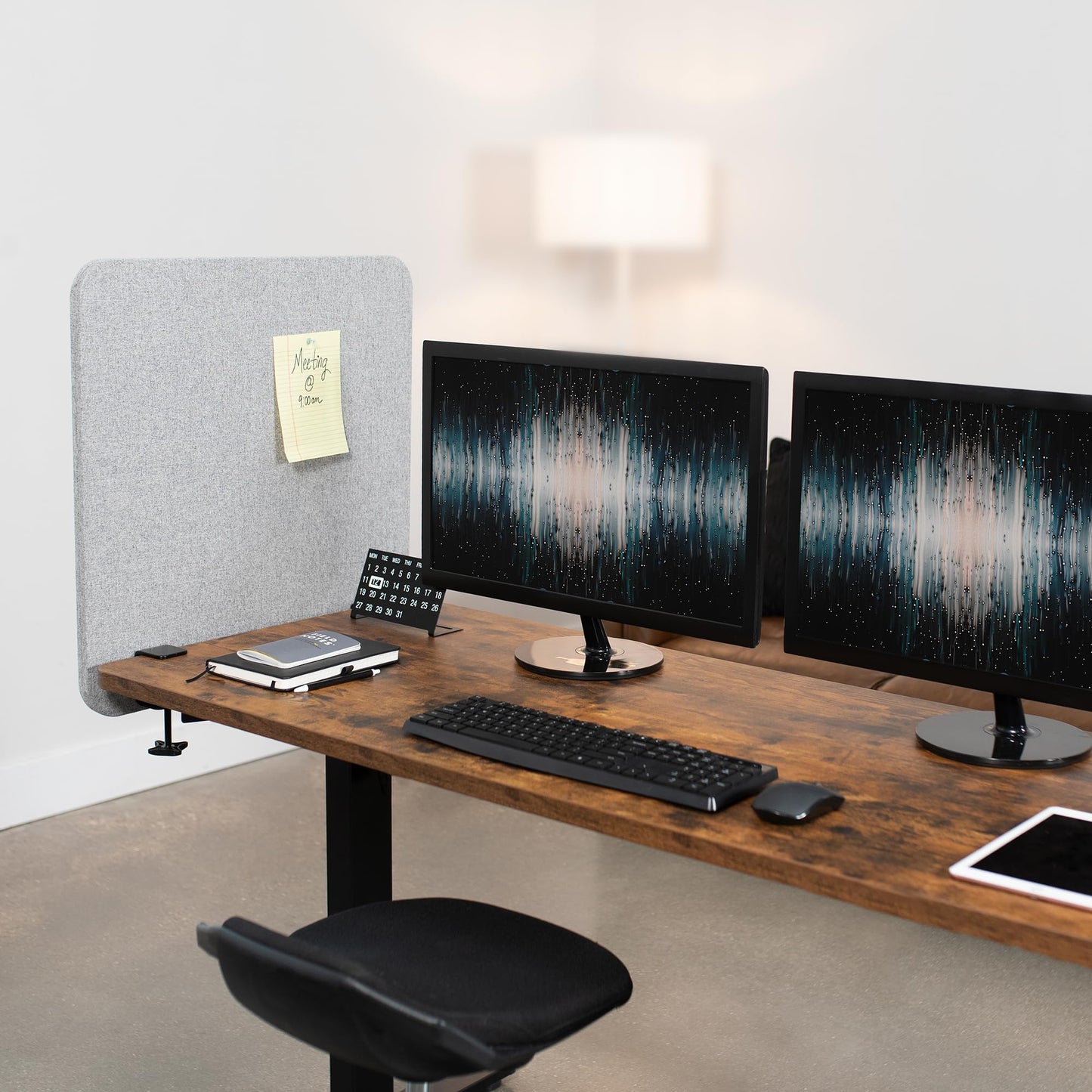 VIVO Clamp-onScrew-on 24 x 24 inch Privacy Panel, Sound Absorbing Cubicle Desk Divider, Acoustic Partition, Gray, PP-1-V024G