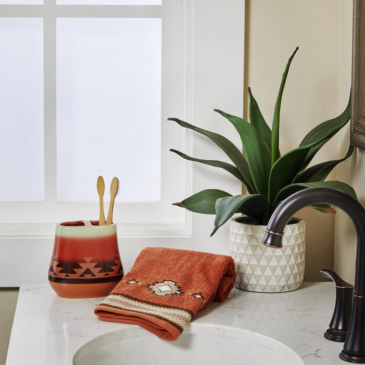SKL Home Hand Towel, Cotton, Rust, 15x26