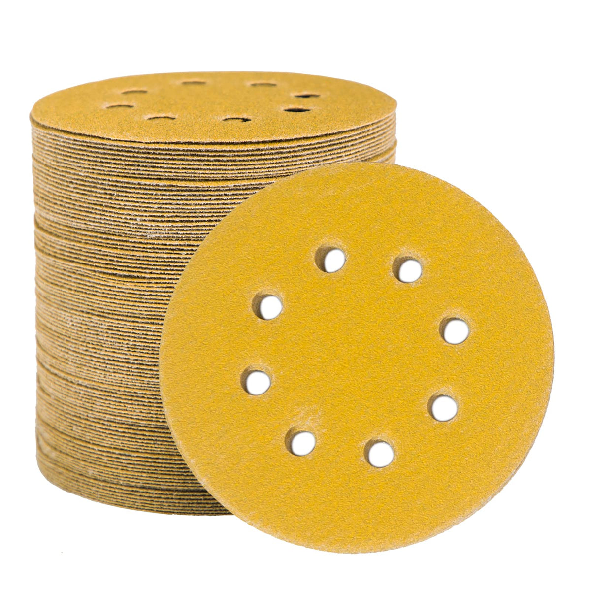 STEBRUAM 100pcs 125mm sanding discs, Sanding Discs Pads for Random Orbital Sander pads and All Oscillating Tools, yellow sanding discs 125mm Hook and