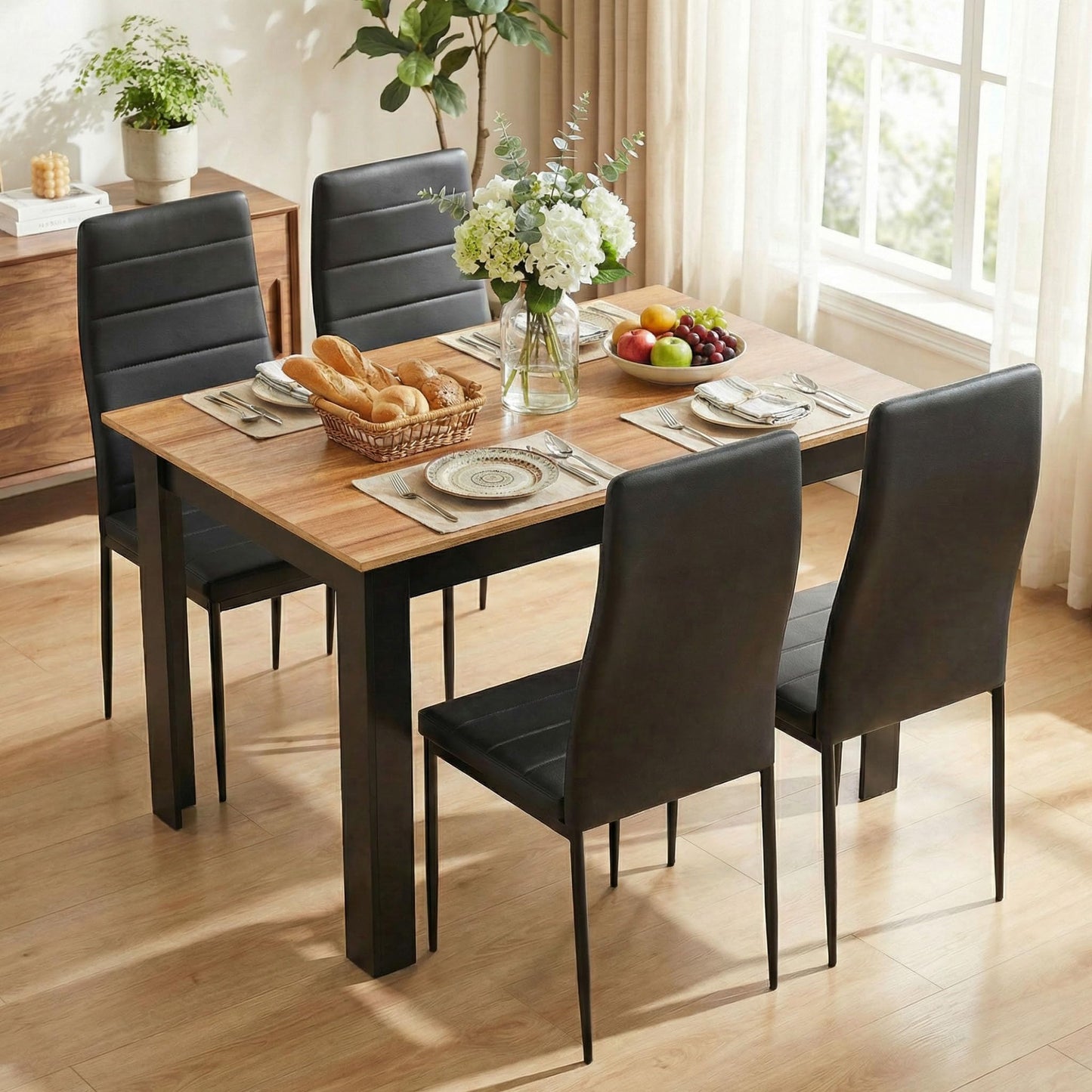 Mondeer Dining Table, Kitchen Table for 4 People, 120W x 80D x 75H cm