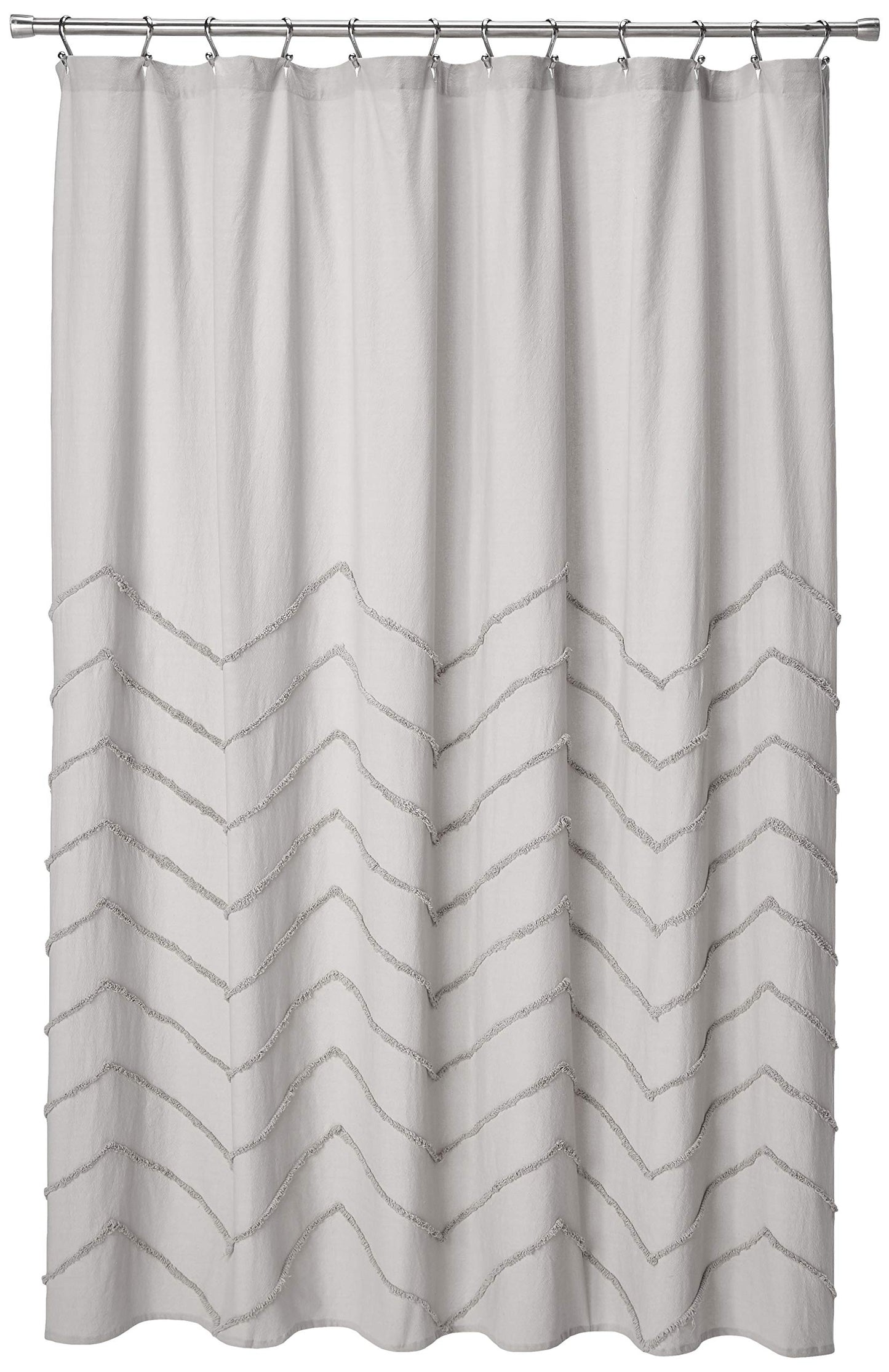 Lush Decor Light-Gray Chenille Chevron Shower Curtain for Bathroom (72" x 72")