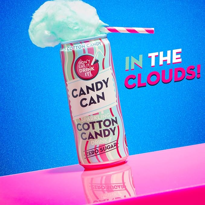 Candy Can, Cotton Candy, Fizzy Drink, Nostalgic American Soda Flavours, Sugar Free, Sparkling Pop Can