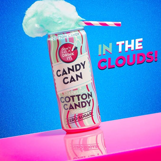 Candy Can, Cotton Candy, Fizzy Drink, Nostalgic American Soda Flavours, Sugar Free, Sparkling Pop Can