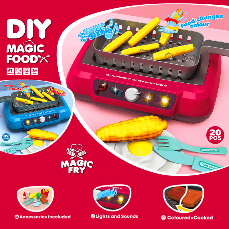 Interactive Kitchen Cooking Toy Set - Color-Changing Play Food with Lights & Sounds | Educational Pretend Play for Kids 4-6