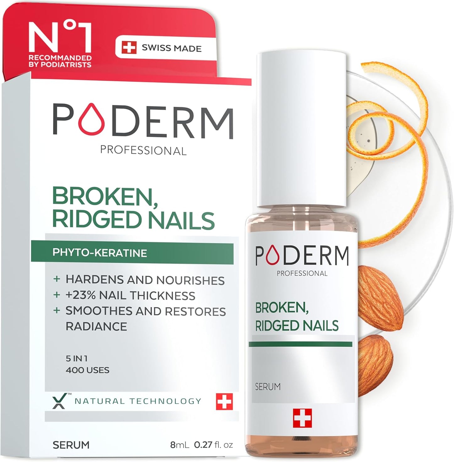 PODERM - FRAGILE, SPLITTING, RIDGED NAILS - 2-in-1, 8ml, New but scruffy box