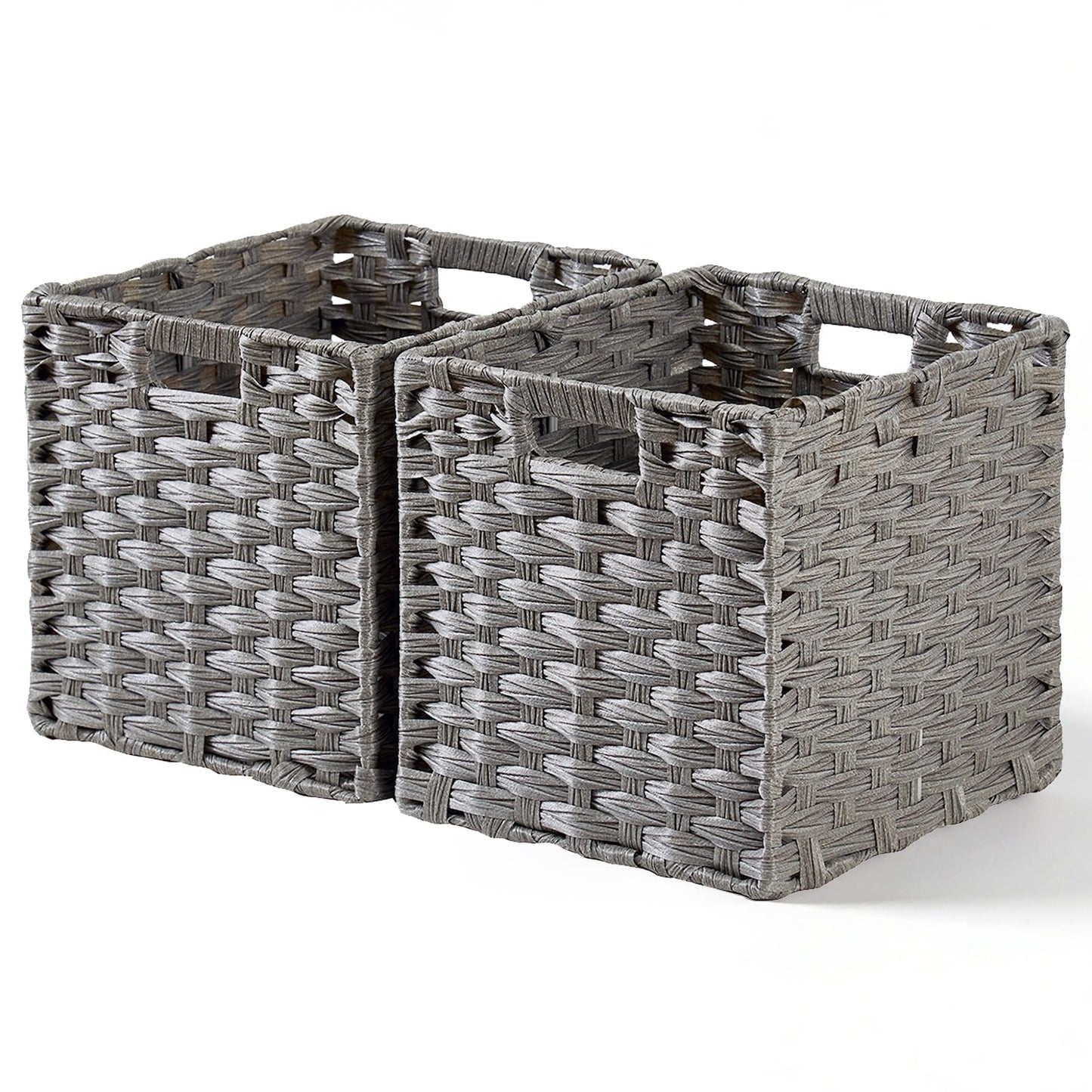 Mangata 25 cm Storage Cube Boxes for 27 cm Closet, Rattan Effect Storage Baskets, Wicker Woven Polyrattan Material Closet Organizer, 25x25x25 cm