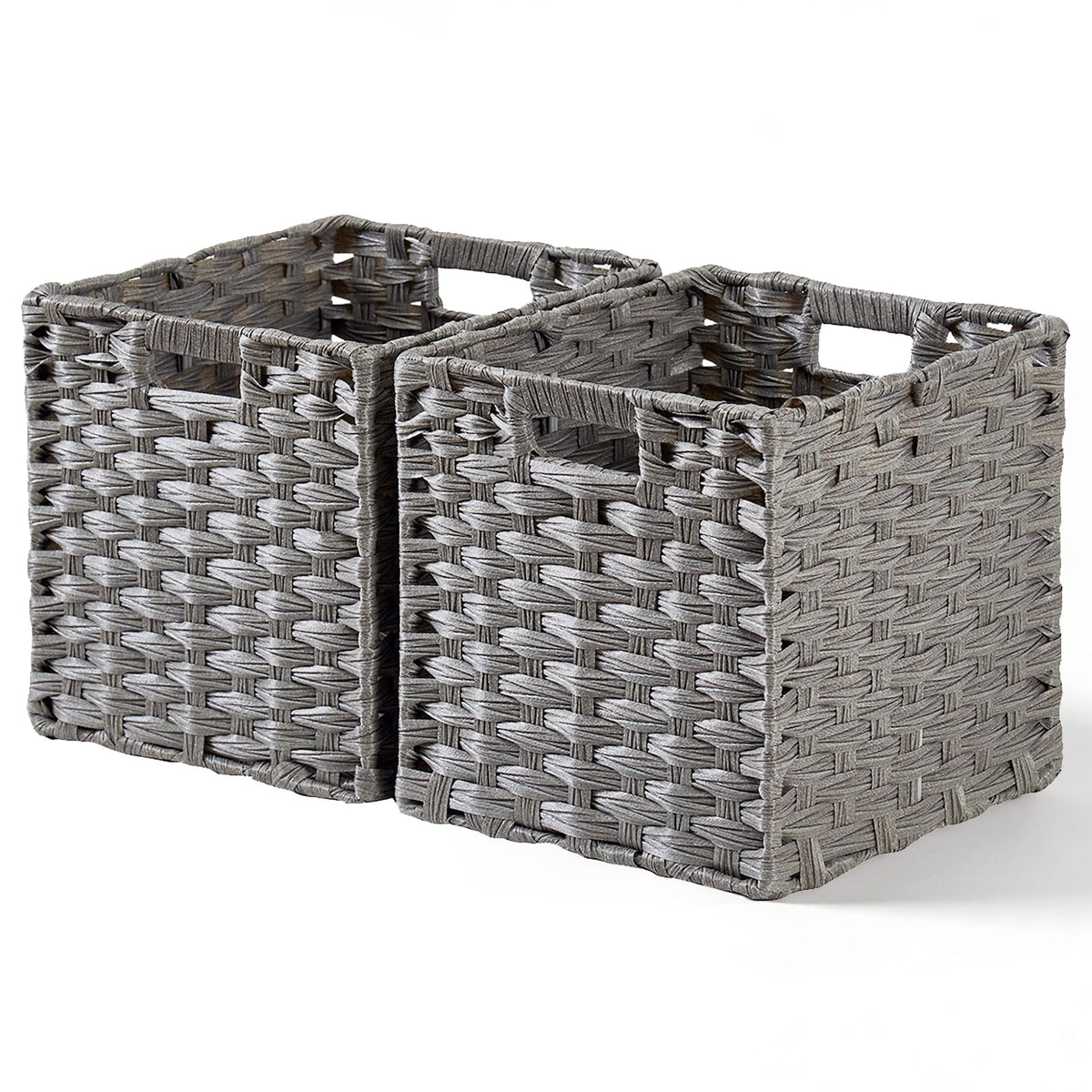 Mangata 28 cm Storage Cube Boxes for 30 cm Closet, Rattan Effect Storage Baskets, Wicker Woven Polyrattan Material Closet Organizer, 28x28x28 cm