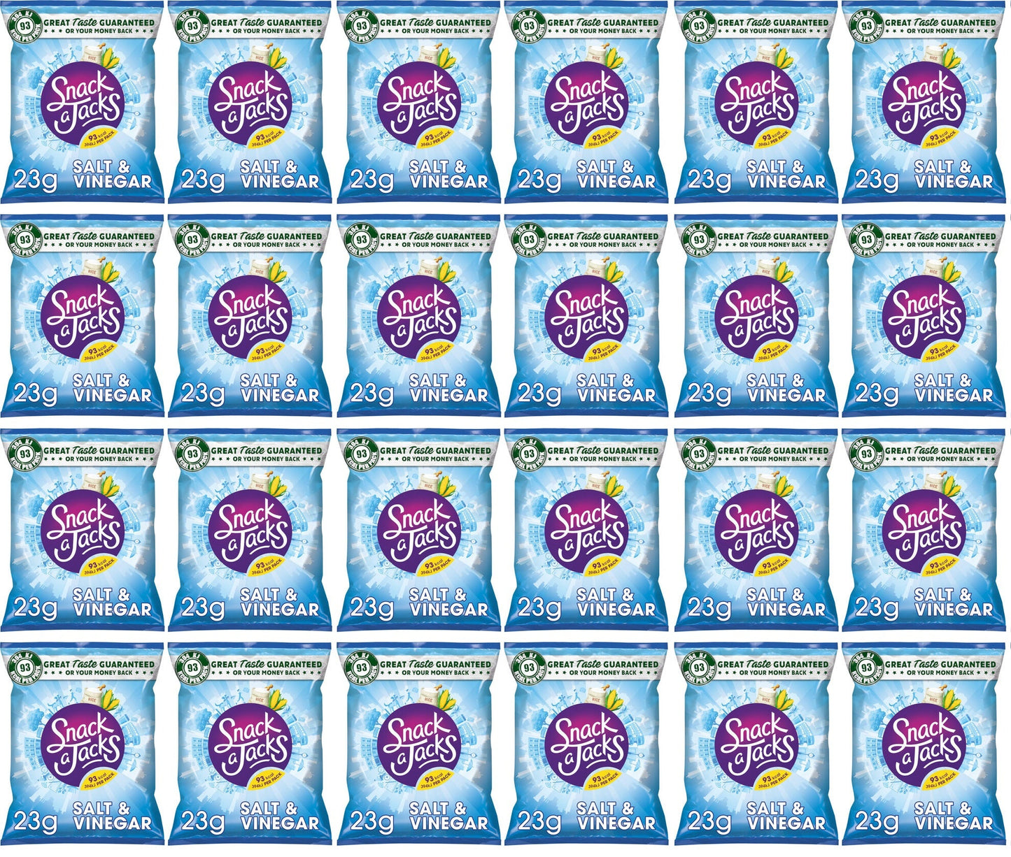 24 x Snack A Jacks Salt & Vinegar Rice Cakes Crisps 23G
