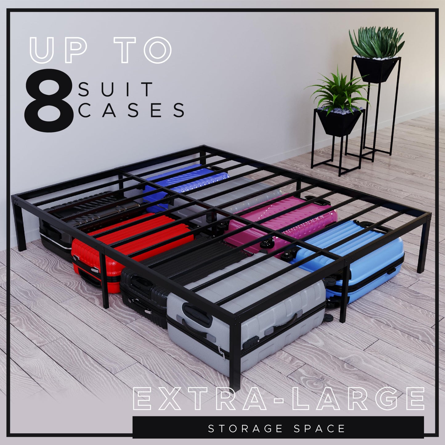 Dreamzie Small Double Bed Frame Metal 120x200 with Storage Sturdy and 20min Easy Assembly Bed Frames - Large Storage with 41cm Height