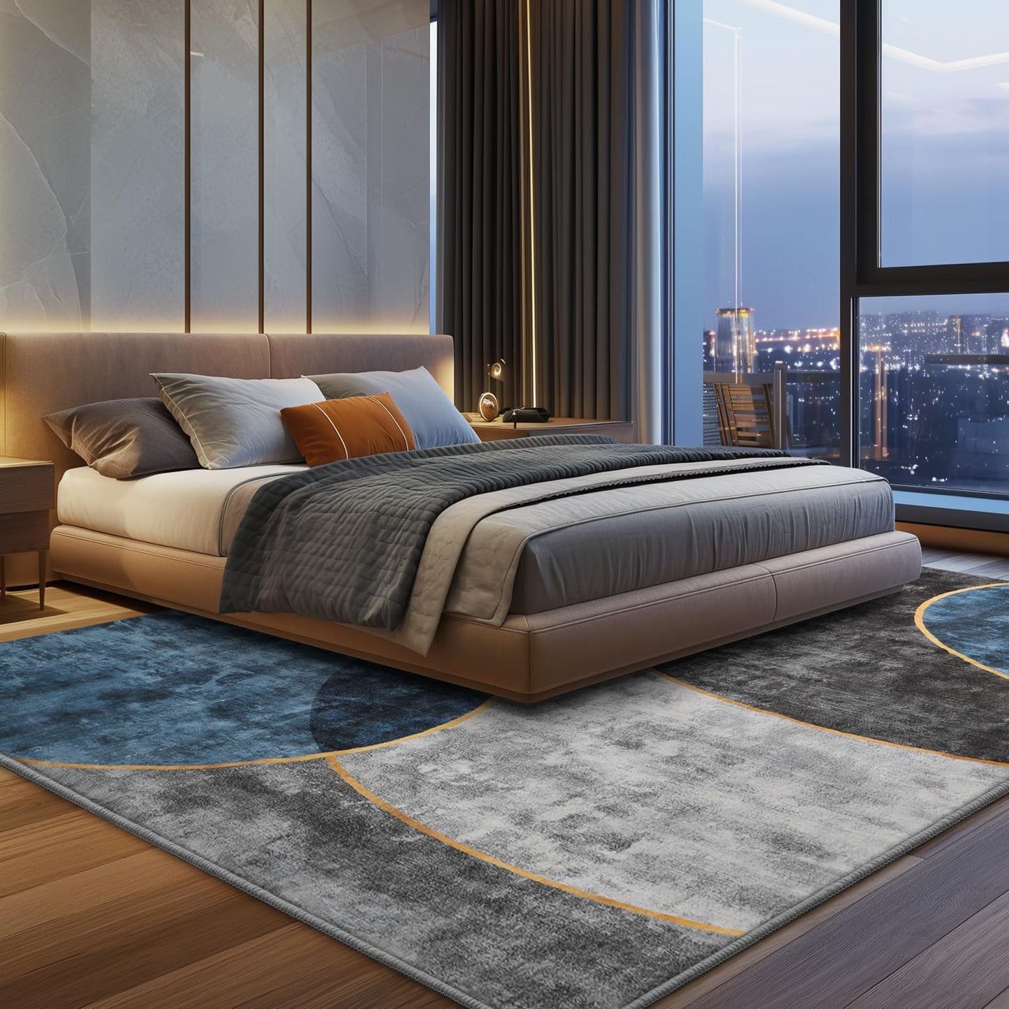 Sour Lemon Rugs Living Room Large 200x290 - Machine Washable Rug - Area Rugs for Bedroom - Large Boho Rug Vintage Rugs Anti Slip Fluffy Carpet for