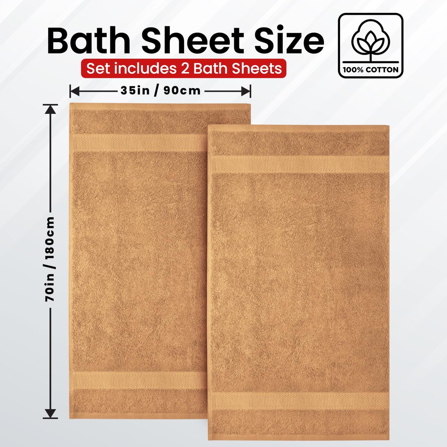 Infinitee Xclusives Bath Sheets Extra Large - 2 Pack, 600 GSM - 90 x 180 cm