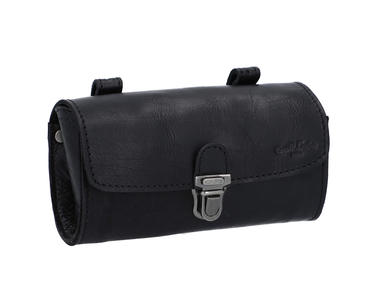 Gusti Bicycle Saddle Bag - Vintage Black Leather Club Armchair Modern Living Room