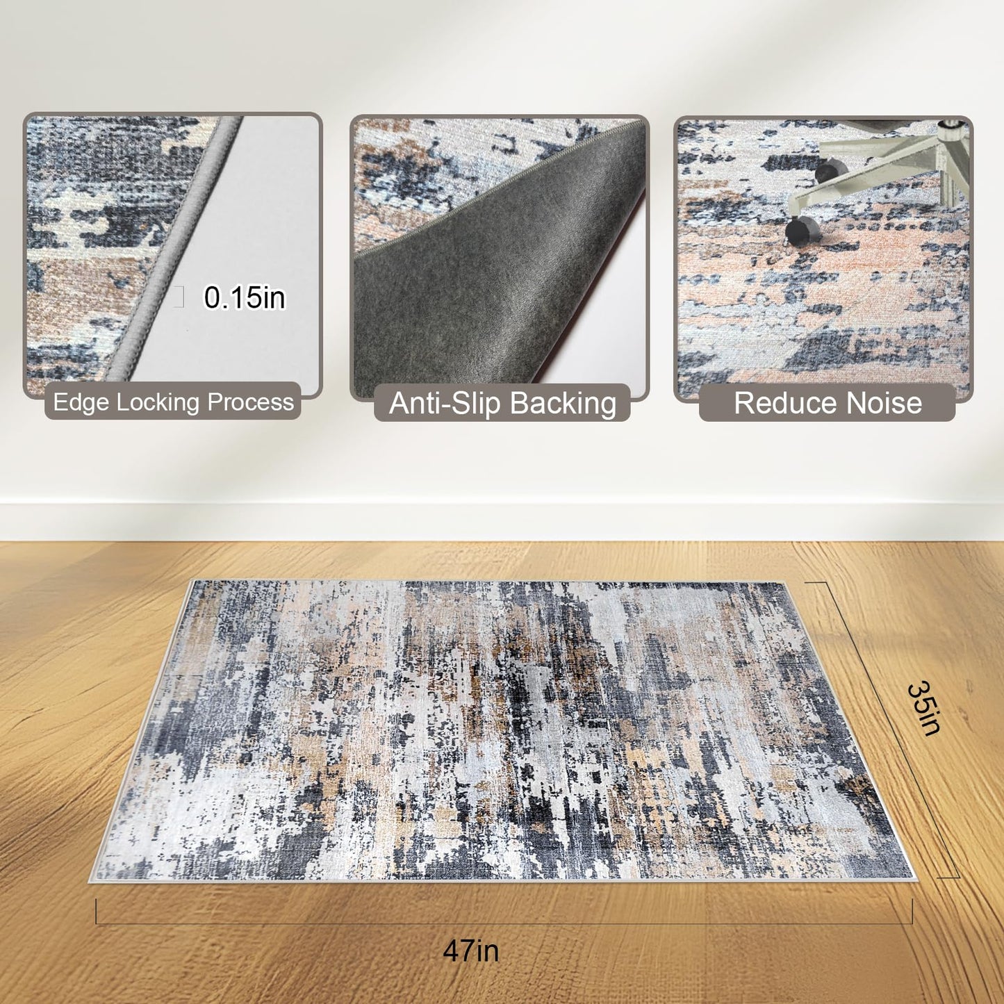 Office Chair Mat 90 x 120 cm, Floor Protector for Office Chair, Anti-Slip