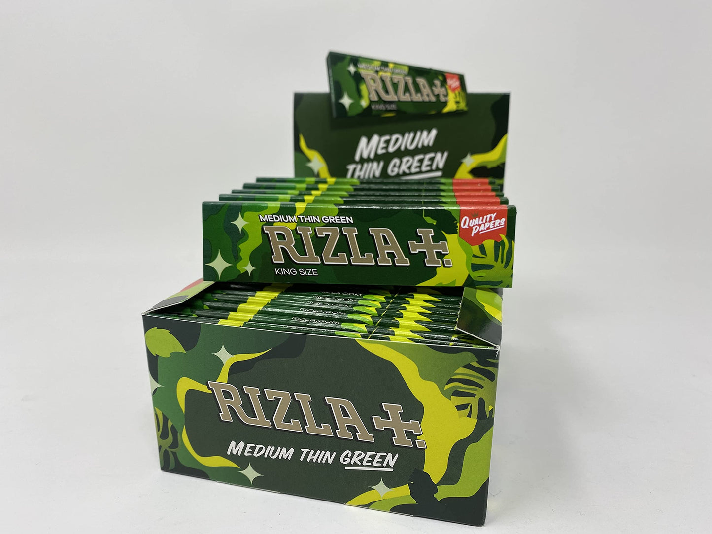 Rizla King Size Camouflage Rolling Paper Full Box Of 50 Booklets (Green)