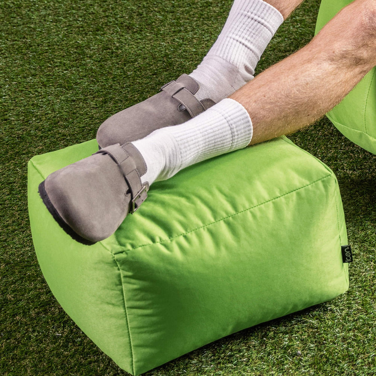Bean Bag Bazaar Outdoor Bean Bag Footstool with Filling Included, Green