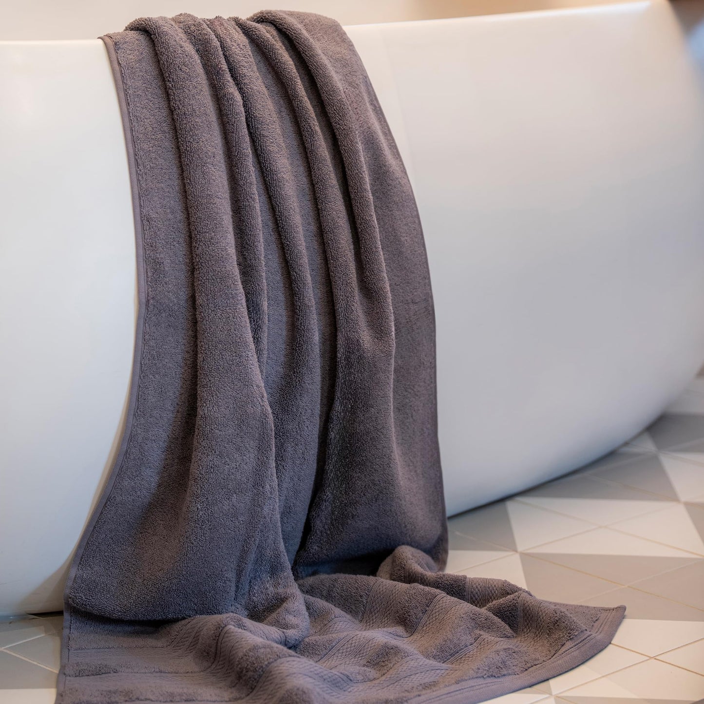 MELLUVA Bath Towels Set of 2 | 100% Turkish Cotton | 70 x 125 cm | Soft and Absorbent 600 GSM | Quick Dry Bathroom Shower Towels | Dow Grey