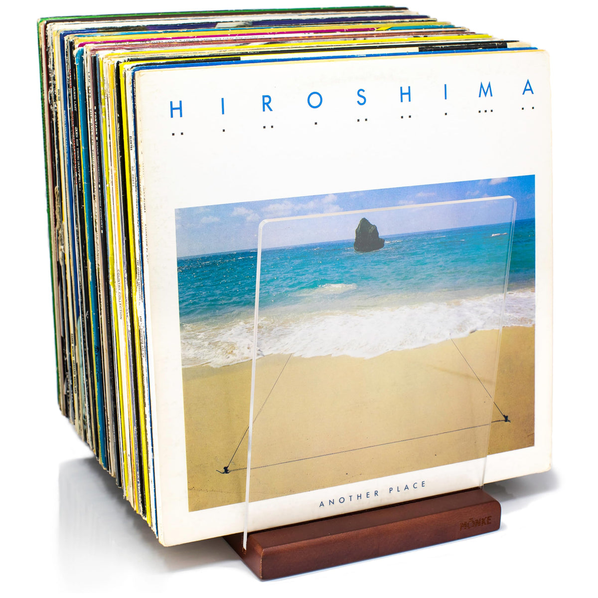 M?NKE Premium Vinyl Record Storage - a Mid-Century Style Record Holder, 60 LP Capacity - Complements Any Decor (Brown)