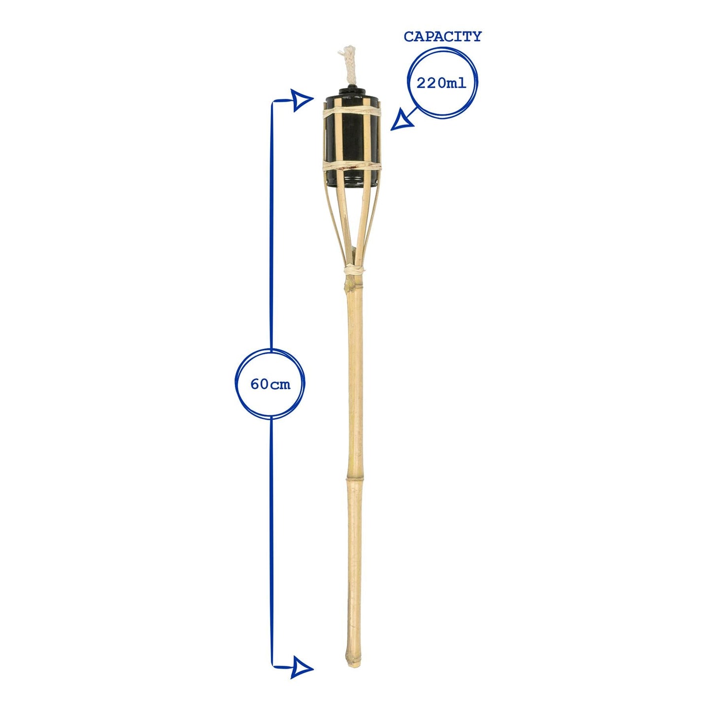 Pink Bamboo 60cm Garden Fire Torches - Pack of Six