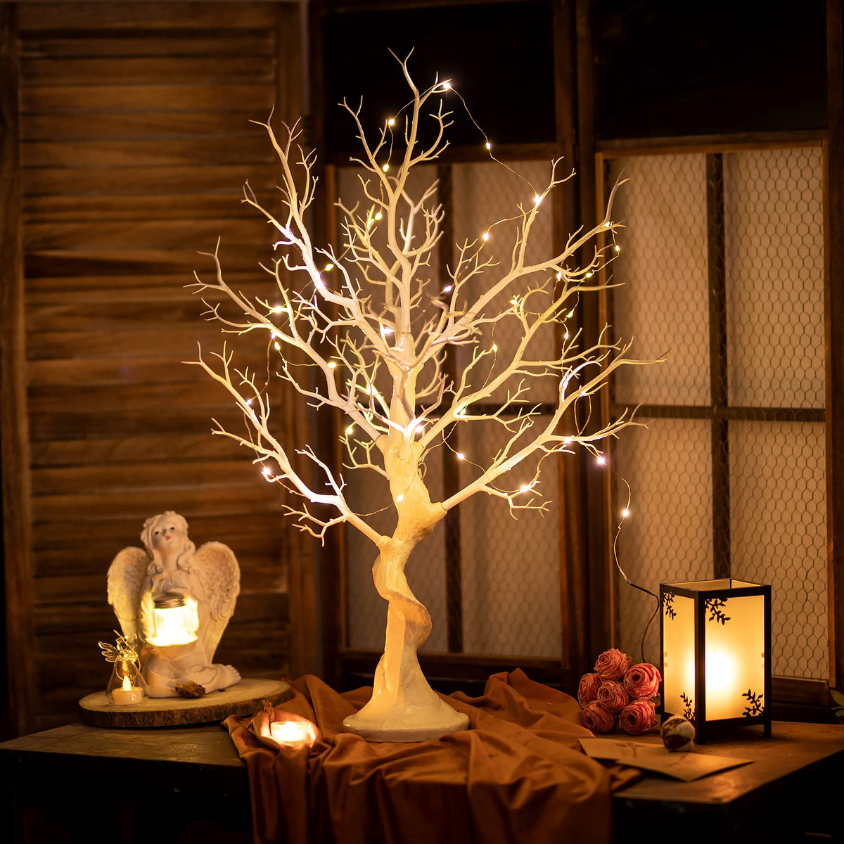 White Artificial Trees Twig Tree - 80cm Tall Fake Christmas Tree for Table Centrepiece Ornament Display Tree Easter Tree Inweder Wishing Tree for