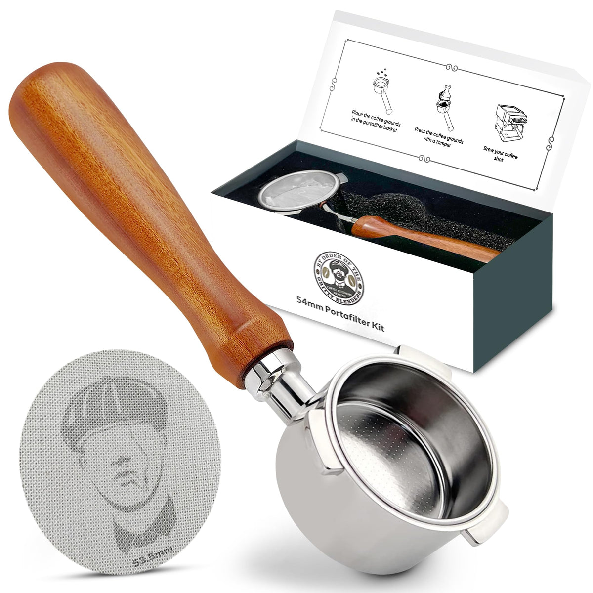 Gritty Blenders 51mm Bottomless Portafilter with Compatible Puck Screen and Basket | Compatible with De'Longhi Dedica EC680-685, and Smeg ECF Models