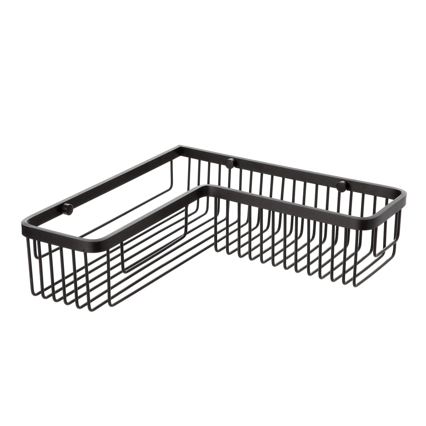TATAY - L-shaped corner shower basket. Black aluminium. Dimensions: 30x8.5x30cm
