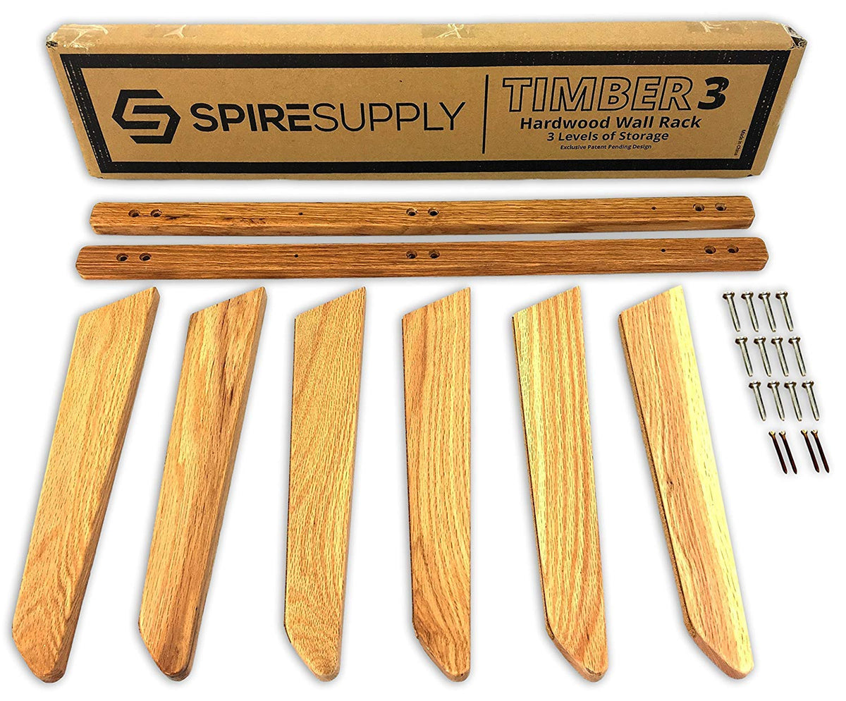StoreYourBoard Timber Snowboard Wall Rack, Holds 3 Snowboards, Wood Home and Garage Storage Mount System (Natural)