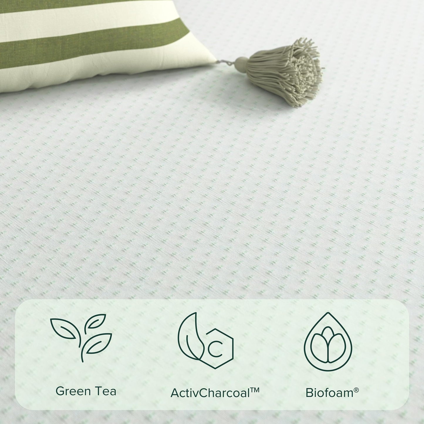 ZINUS Single Mattress - Memory Foam - 90x190cm/3x6ft - Height 13cm/5in - Medium Firmness - Orthopaedic Support with Comfort foam - Green tea Designed