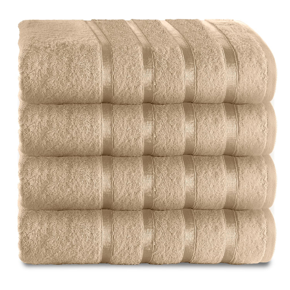 GC GAVENO CAVAILIA Fade Resistant Luxury Towels, Extra Absorbent 100% Ringspun Egyptian Cotton 500 GSM Bathroom Set, Natural, 4PK