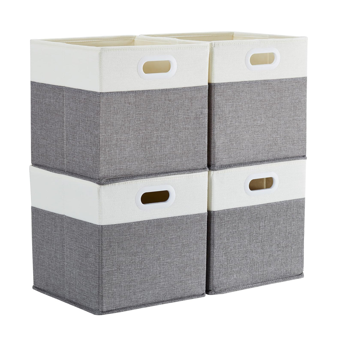 Mangata Cube Storage Boxes 33x33x33 cm, Large Fabric Storage Baskets for Kallax Box, Clothes Bins, Baskets, Chests,Toys (Grey/Cream White, 4Pcs)