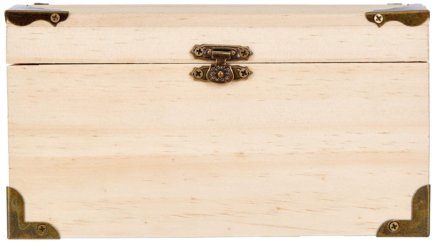 GLOREX 6 2003 353 Wooden Treasure Chest Natural 18 x 12.5 x 10 cm