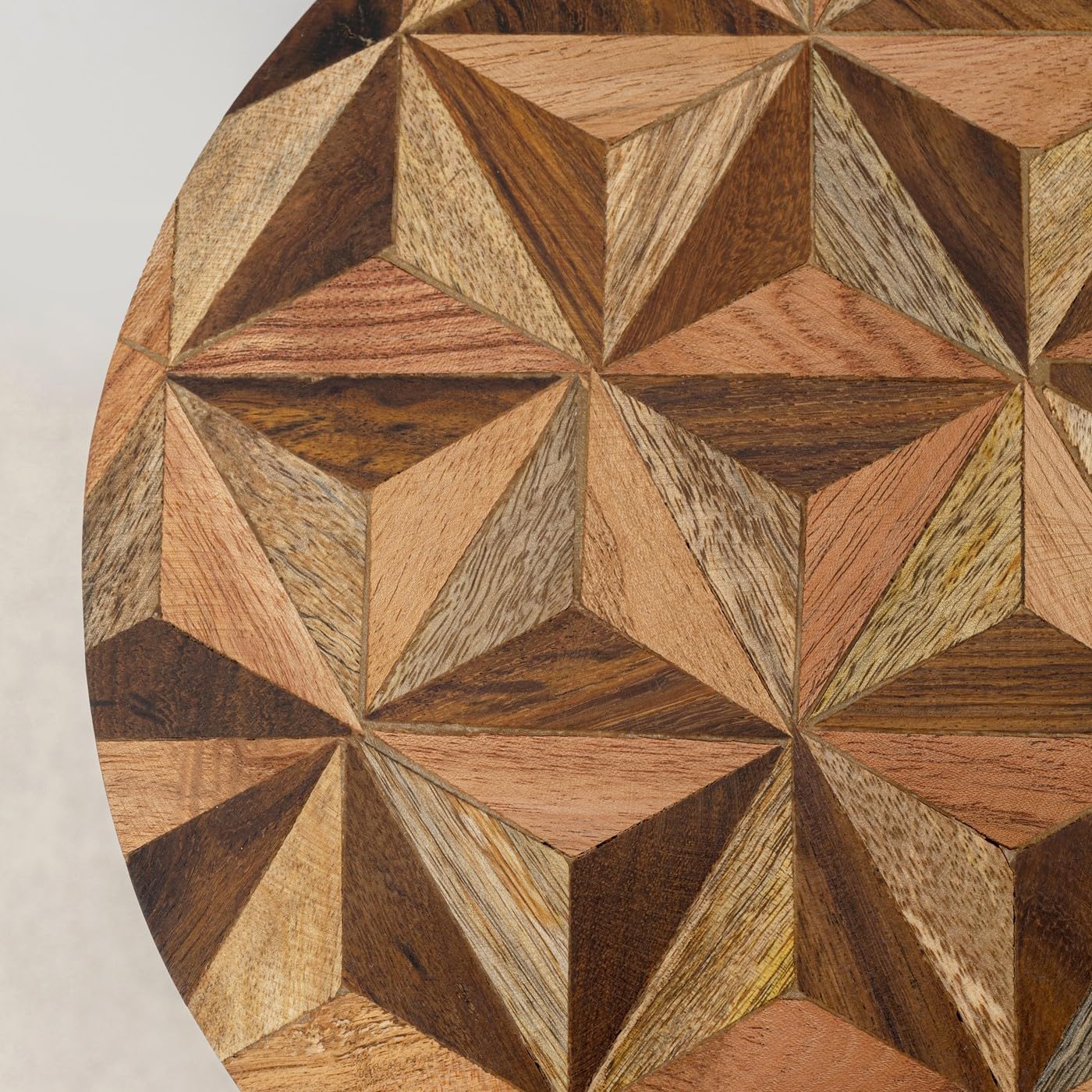 Kare Design Side Table Domero Geo, Brown, 25cm Diameter, Round Wood