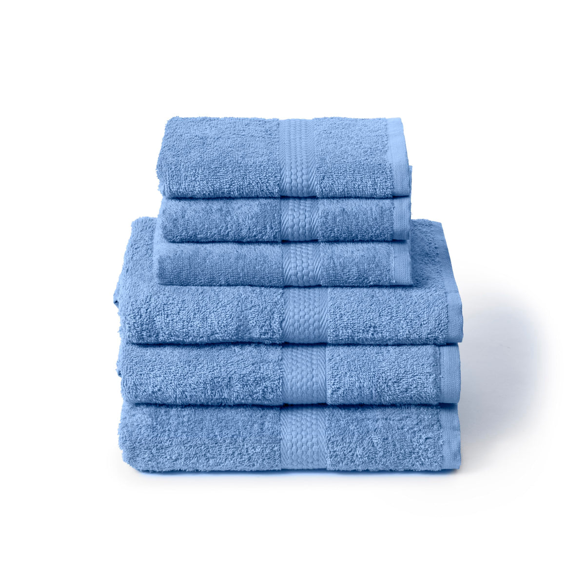 Caleffi Set of 6 Bath Towels with Guest – Consisting of 3 x Face Towel 55 x 100 cm + 3 x Bidet Towel 40 x 60 cm