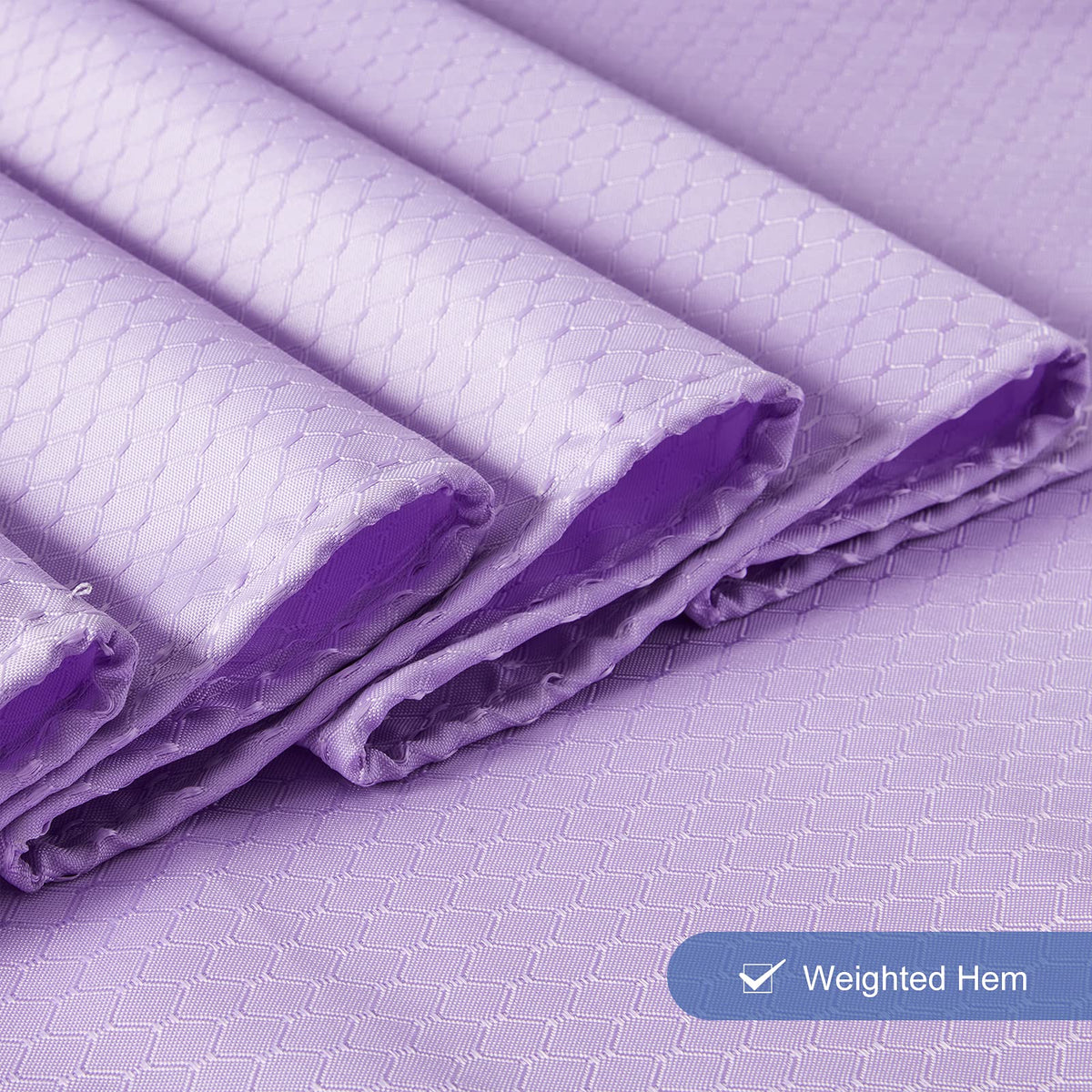 Furlinic Shower Curtain Mould Proof Resistantand Waterproof Bath Curtains Purple 180x180cm Waffle Polyester Fabric Washable for Bathroom with Hooks