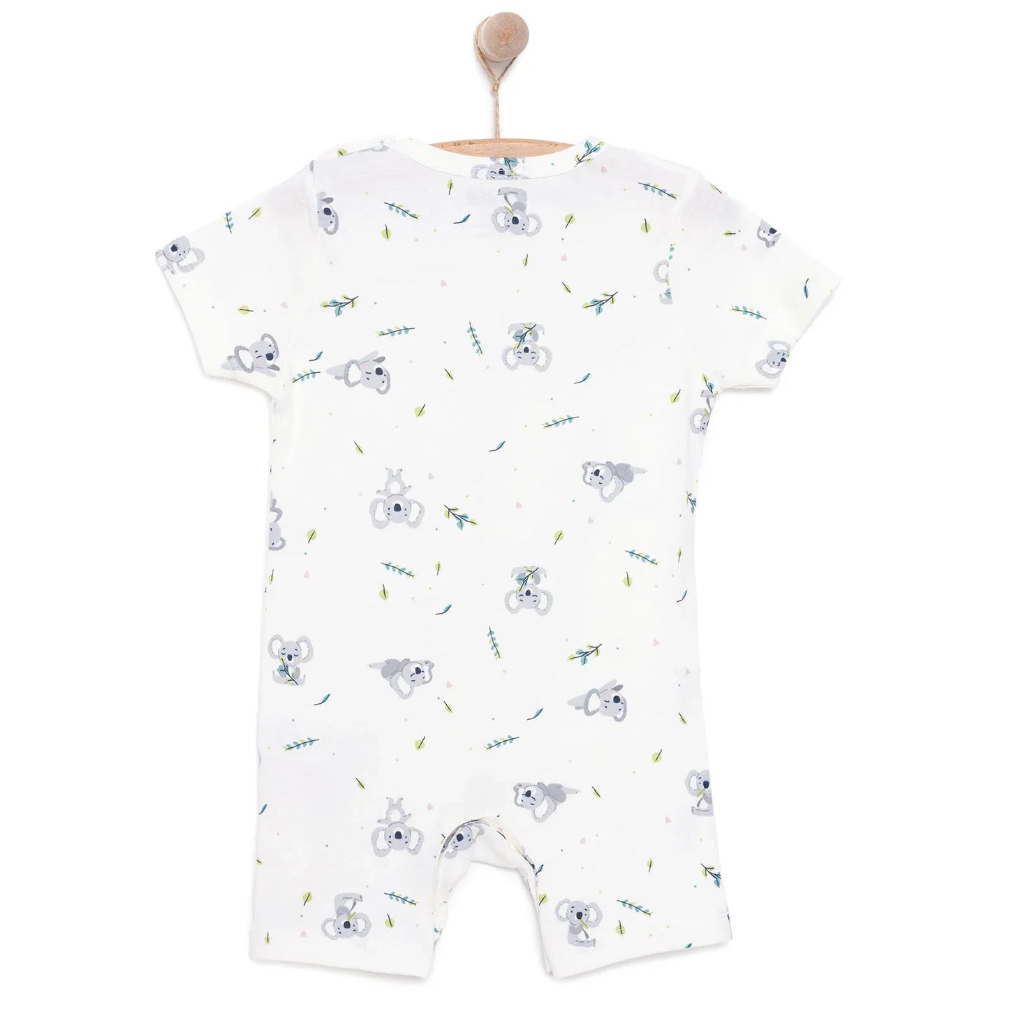 HelloBaby Newborn Boy Short Overalls - Ecru
