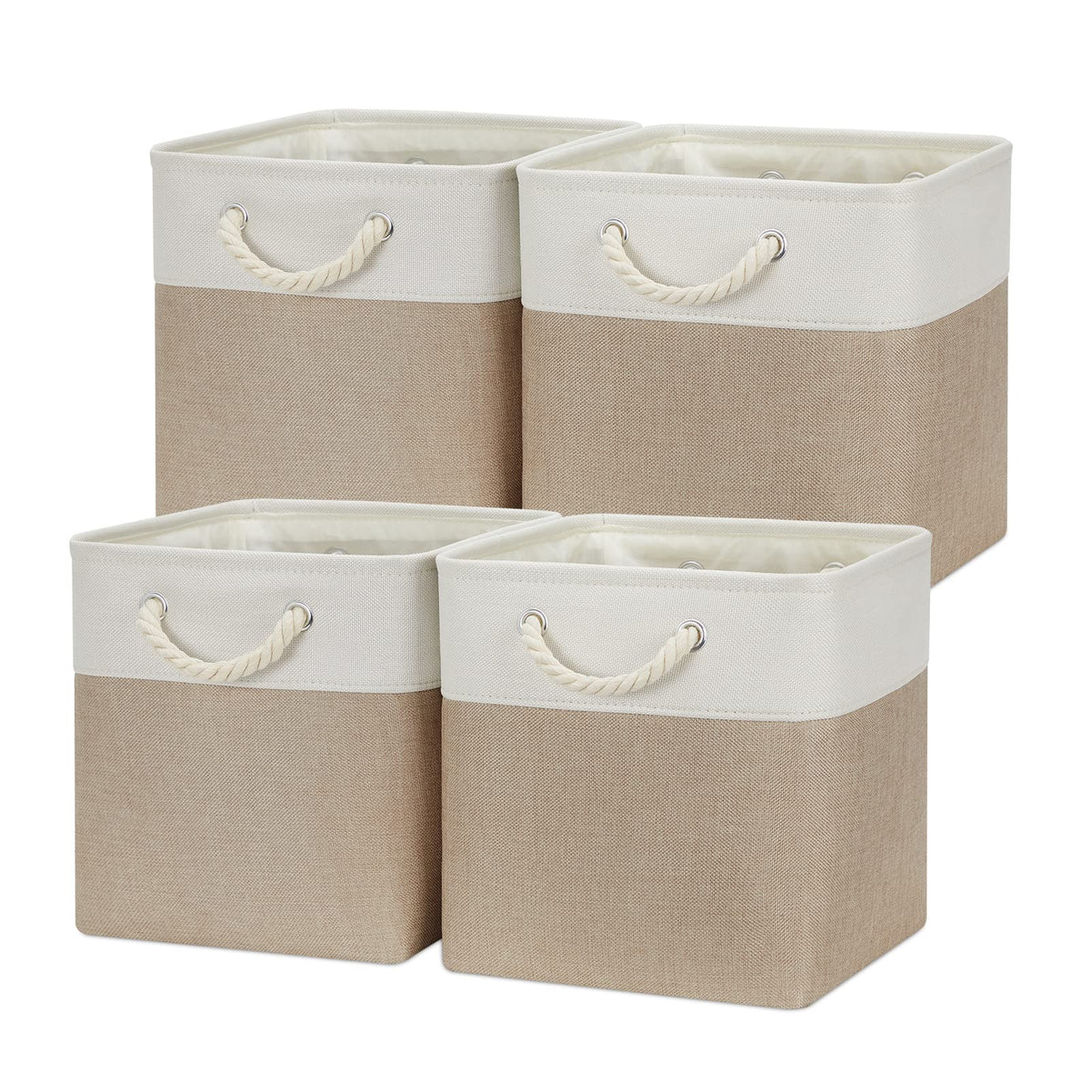 Temary 4 Pack Cube Storage Bins Cloth Baskets for Shelf, Fabric Storage Cubes 12 x 12 Baskets Gift Empty Toy Baskets for Kids