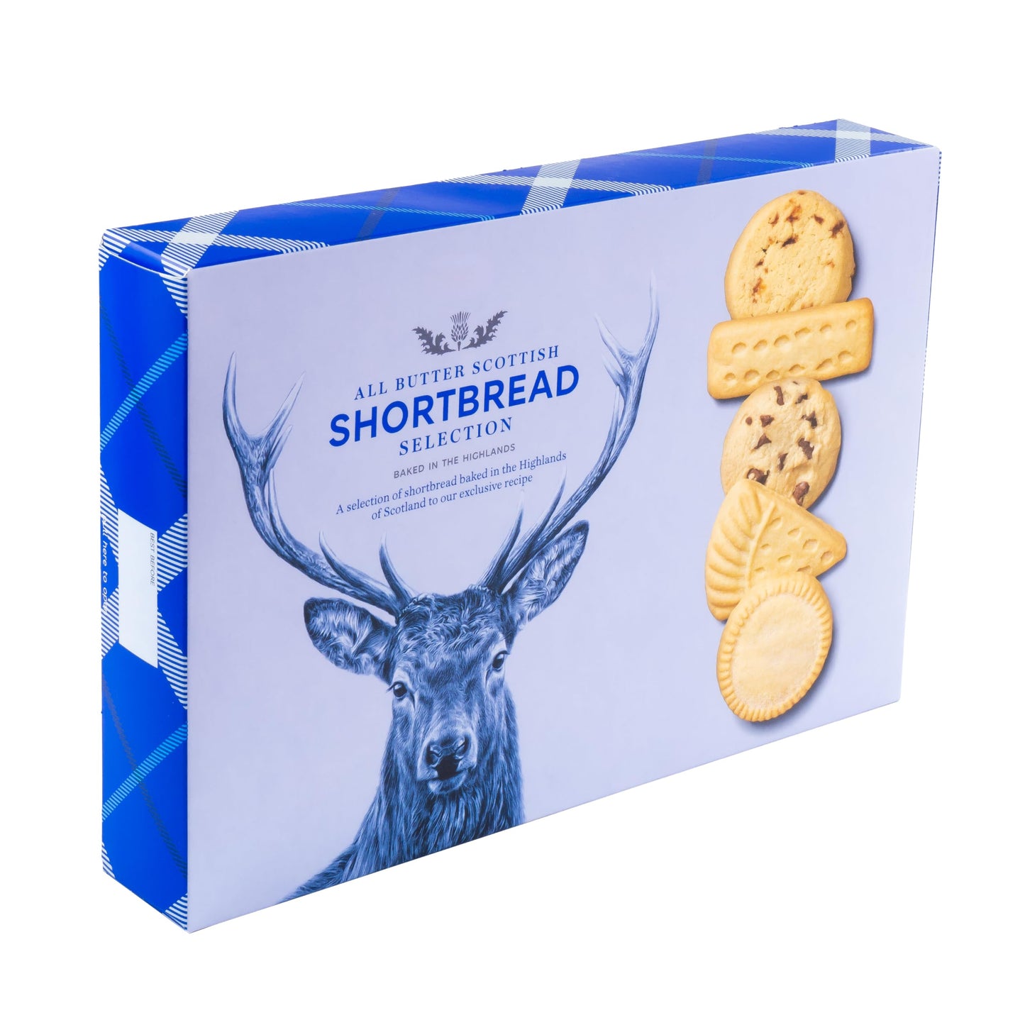 Large 450g Traditional All Butter Scottish Shortbread Premium Selection Box, Baked in The Highlands, Stag Design