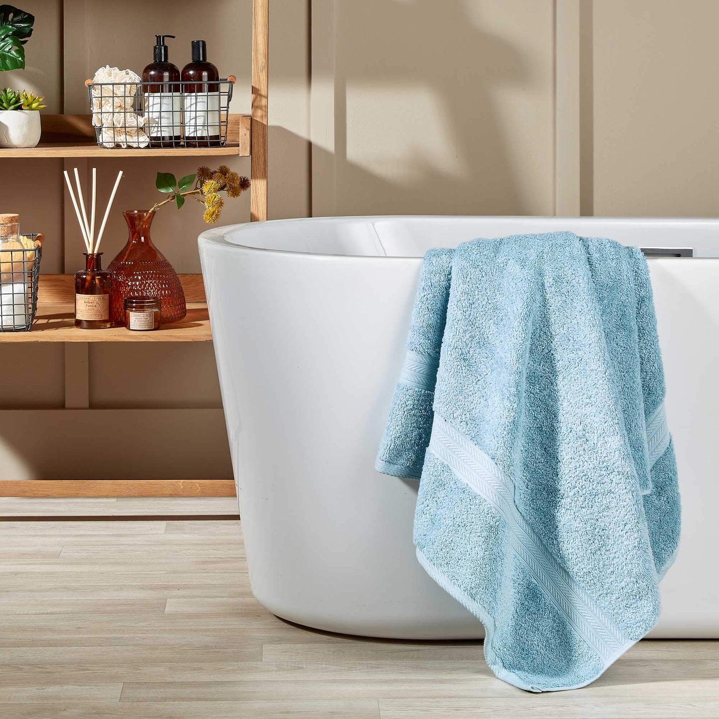 Christy Renaissance 2 Bath Towels Set | Soft Chambray Blue | 100% Egyptian Cotton Pile | Luxuriously Soft and Super Absorbent | 675 GSM