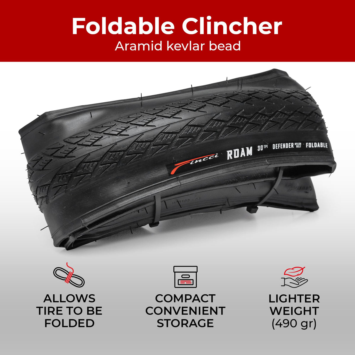 Fincci Roam Pair 700 x 35c Tyres 37-622 with 1mm Antipuncture Protection 700c Foldable Tyres for Cycle Road Hybrid Touring Electric Bike Bicycle Tyre