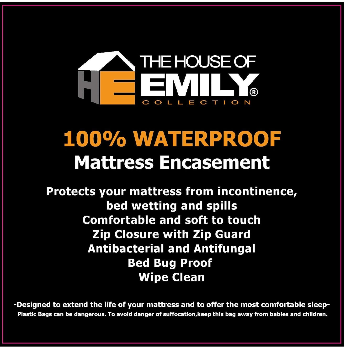 Incontinence Mattress Protector Fully Enclosed Zipped 6 Sided Protection 100% Waterproof Wipe Clean Anti Bed Bug Anti Bacterial (King)