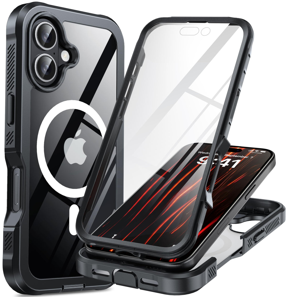 AMILIFECASES for iPhone 17 Case, [Compatible with MagSafe] Full-body Protective Case with Built-in Glass Screen Protector, 12FT Military Dropproof