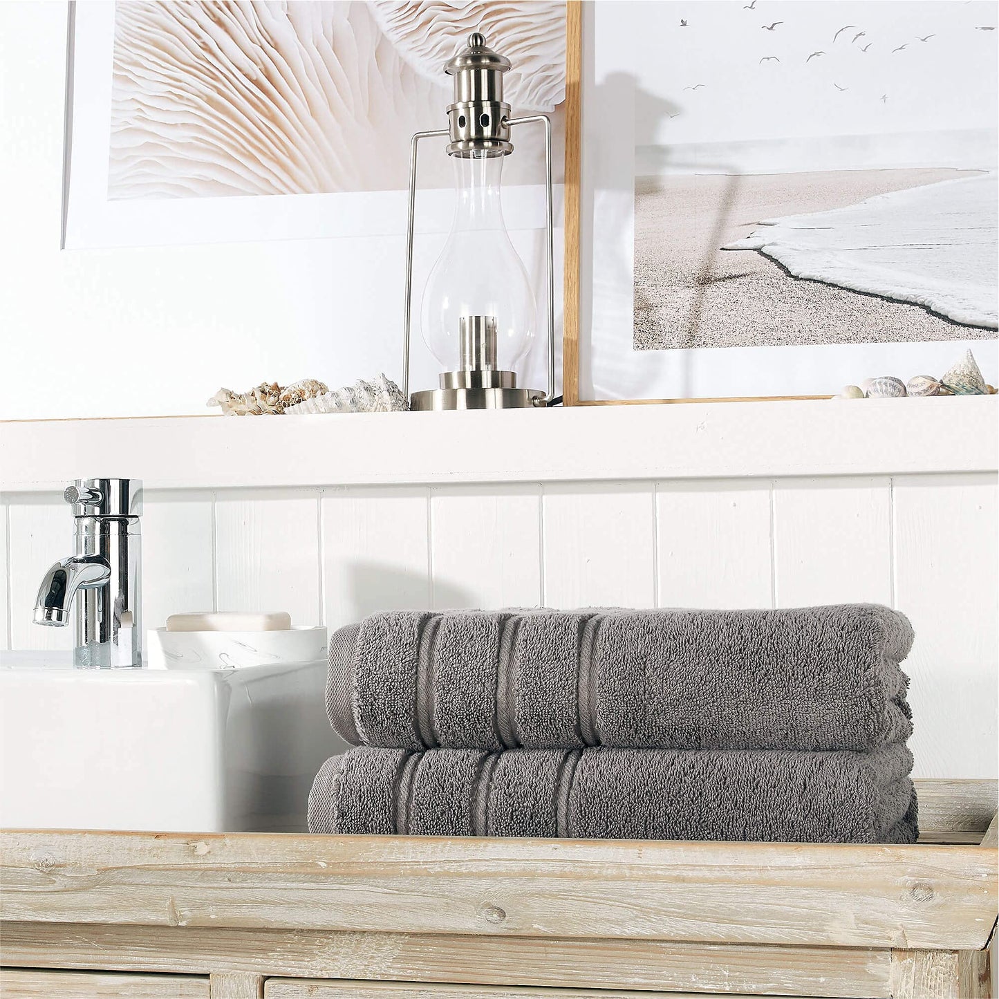 Christy Antalya Large Bath Towels | Set of 2 | 100% Turkish Cotton | 600GSM | Soft Plush Luxury Towel Set | 70cm x 125cm | Quick Dry | Storm Grey