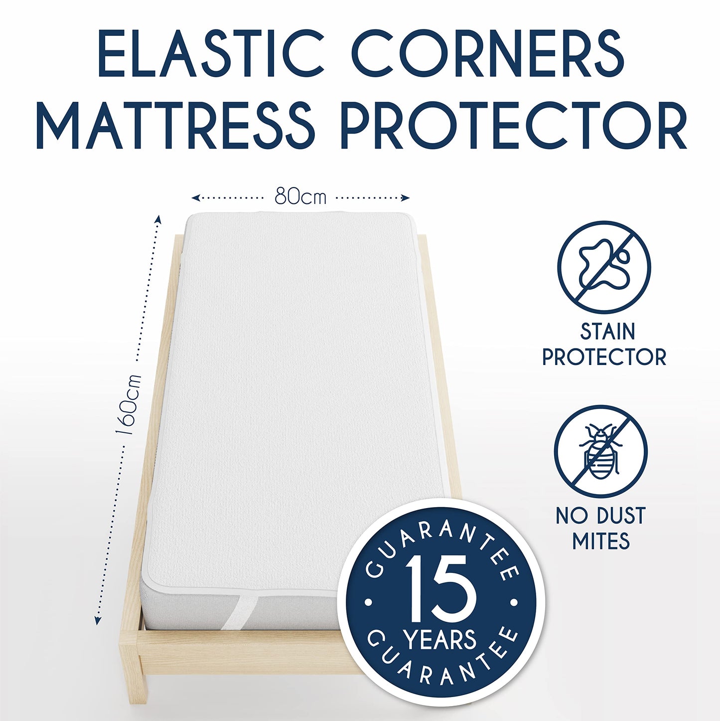 Dreamzie Mattress Protector Waterproof with 4 Elastic Corners - Made in EU - OEKO-TEX® Certified- For Mattress 80 x 160 cm