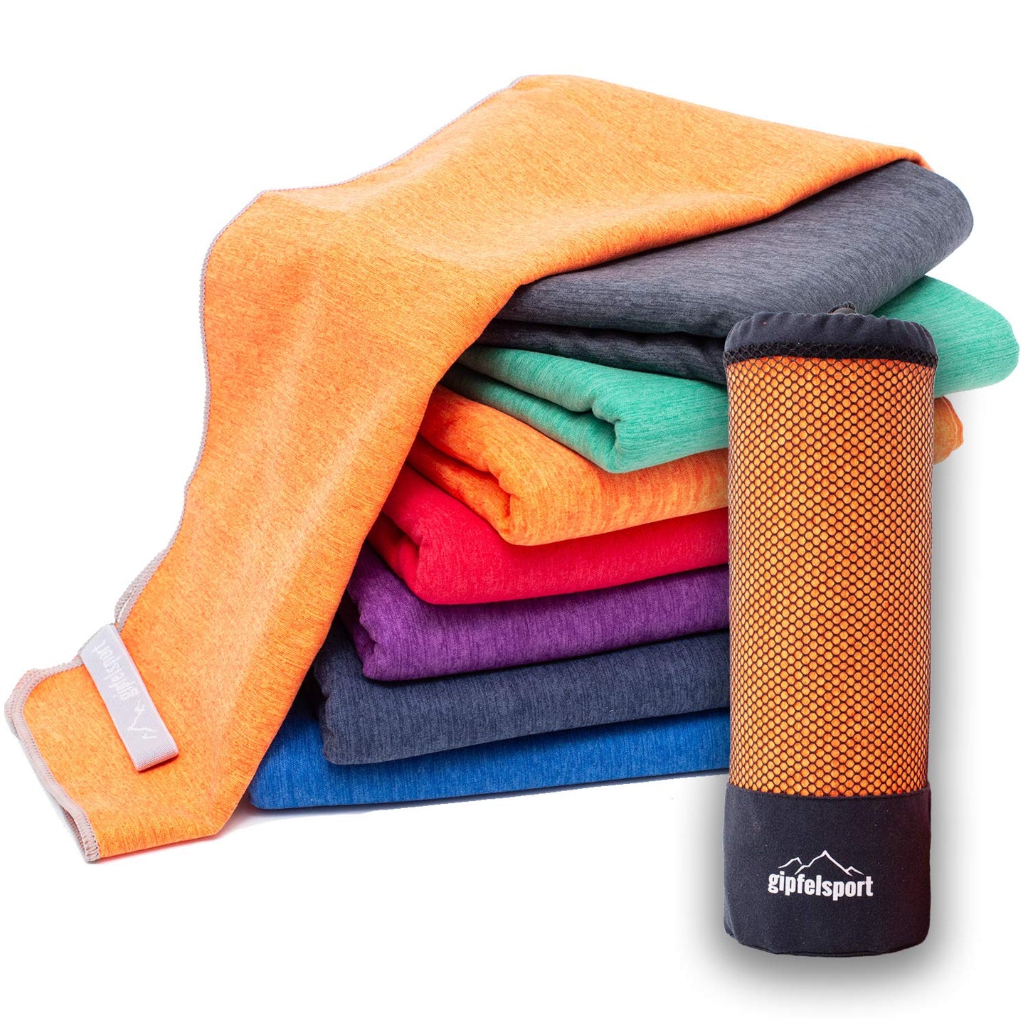 gipfelsport Microfibre Towel orange Set2 1x S(80x40cm) & 1x XL(180x80cm)