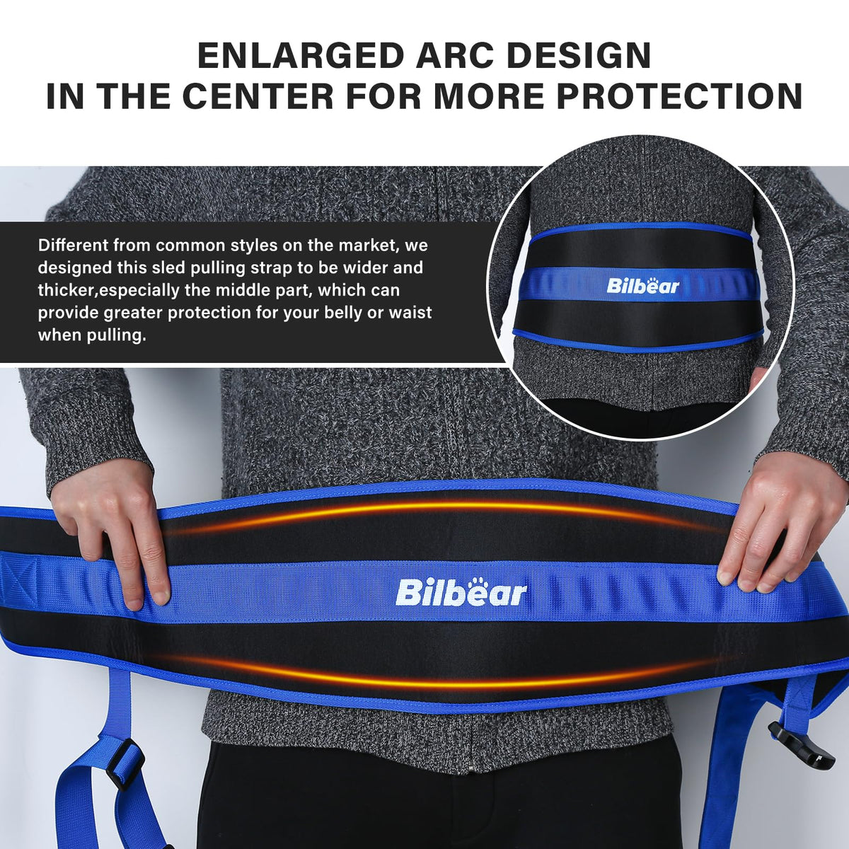 Bilbear Sled Pulling Belt,Adjustable Sled Training Waist Belt,Belt for Pulling,Weight Sled Pull Belt for Tire Pulling,Squat,Leg Muscles Strength