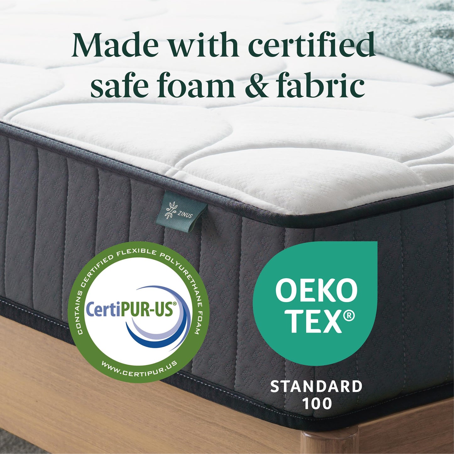 Zinus Single Mattress - Pocket Spring & Memory Foam Mattress - 90x190cm/3x6.2ft - Height 20cm/8in - Medium Firmness - Skin-friendly Hybrid Mattress -