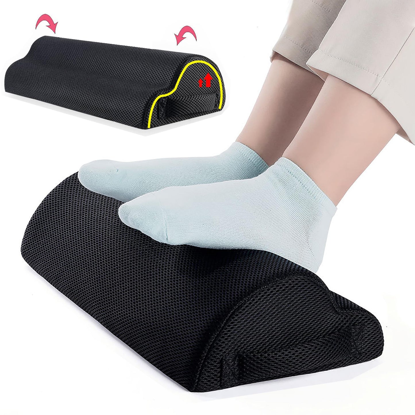 Foot Rest Under Desk Adjustable Height Ergonomic Footrest Cushion, Non-Slip, for Optimum Leg Compact Supportive Feet Stool Foam Pillow Relax Feet